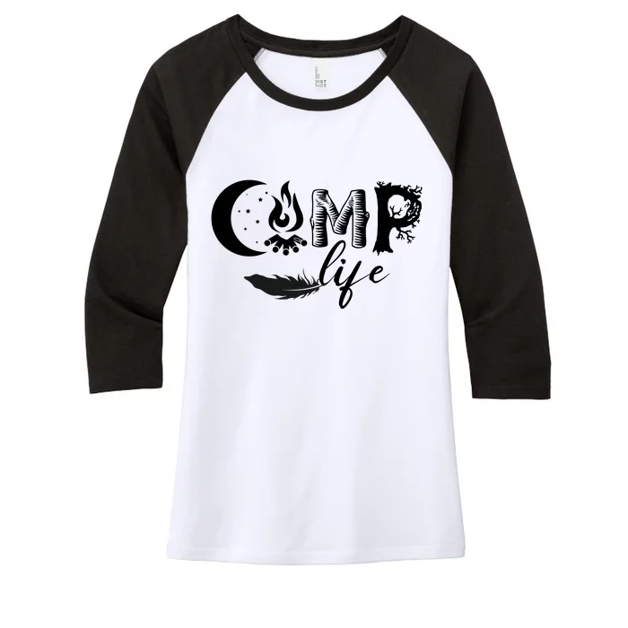 Camp Life Cute Camping Nature Logo Women's Tri-Blend 3/4-Sleeve Raglan Shirt