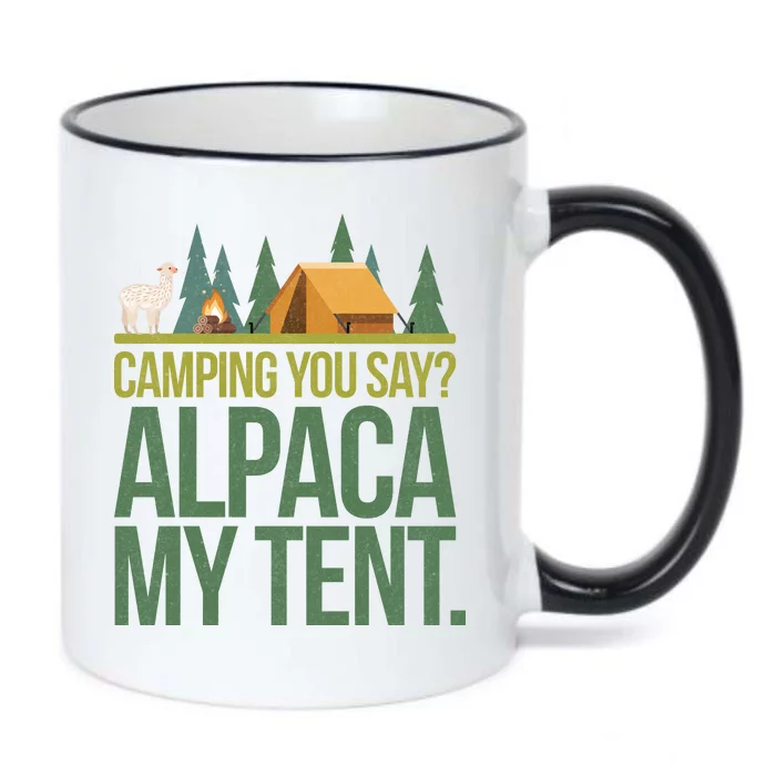 Camping Alpaca My Tent Black Color Changing Mug