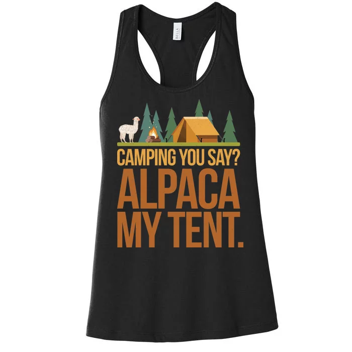 Camping Alpaca My Tent Women's Racerback Tank