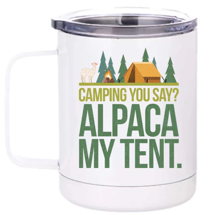 Camping Alpaca My Tent Front & Back 12oz Stainless Steel Tumbler Cup