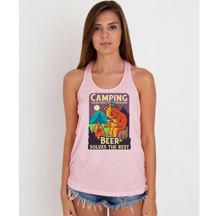 Camping And Beer Funny Women's Knotted Racerback Tank