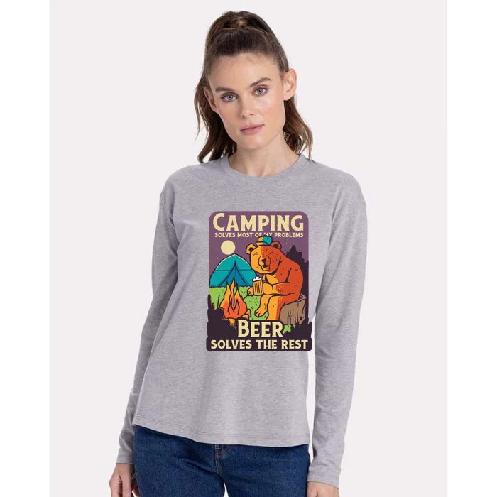 Camping And Beer Funny Womens Cotton Relaxed Long Sleeve T-Shirt