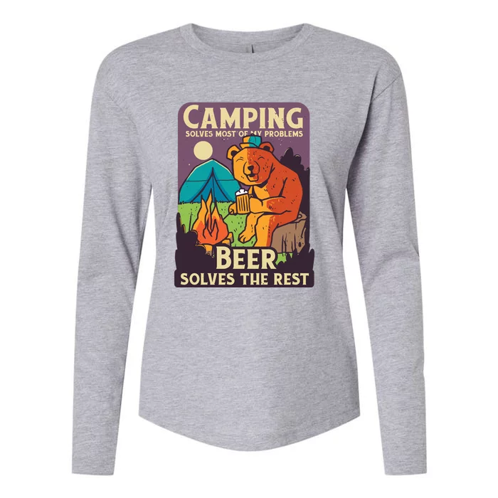 Camping And Beer Funny Womens Cotton Relaxed Long Sleeve T-Shirt