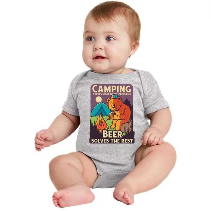 Camping And Beer Funny Baby Bodysuit