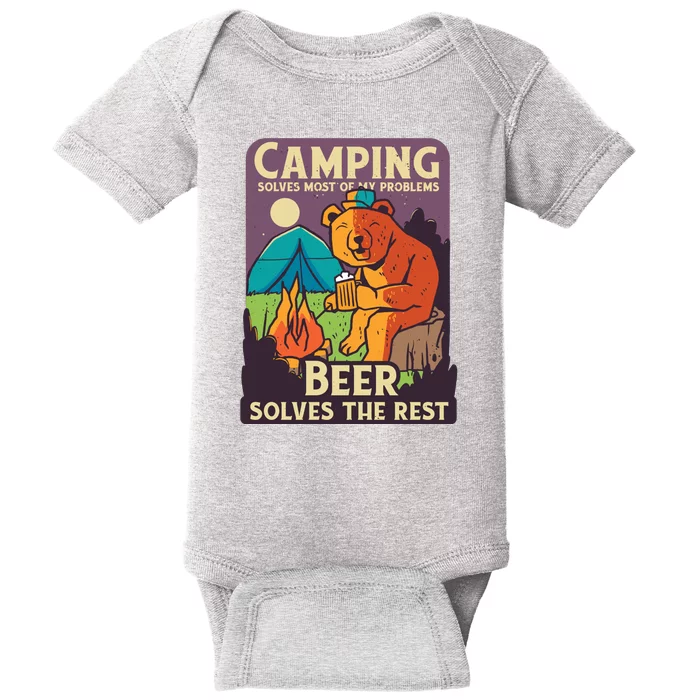 Camping And Beer Funny Baby Bodysuit