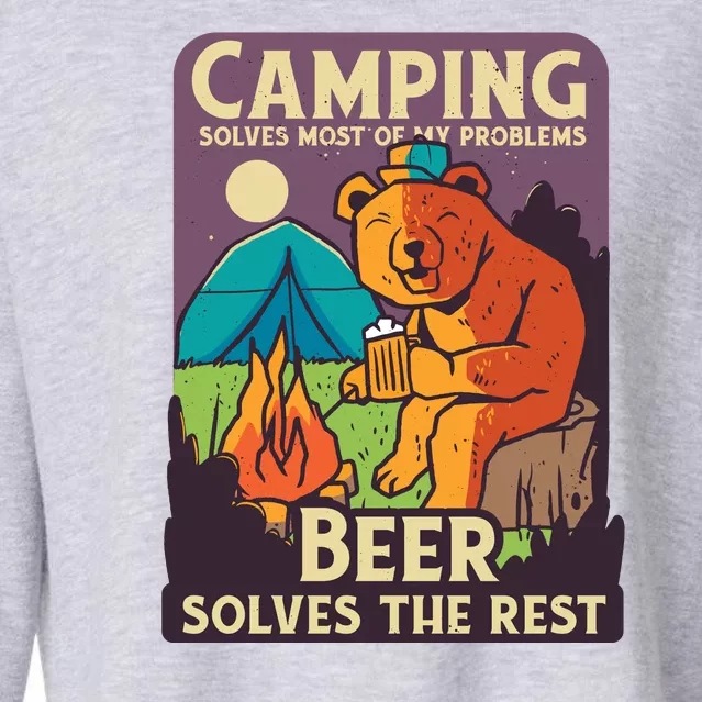 Camping And Beer Funny Cropped Pullover Crew