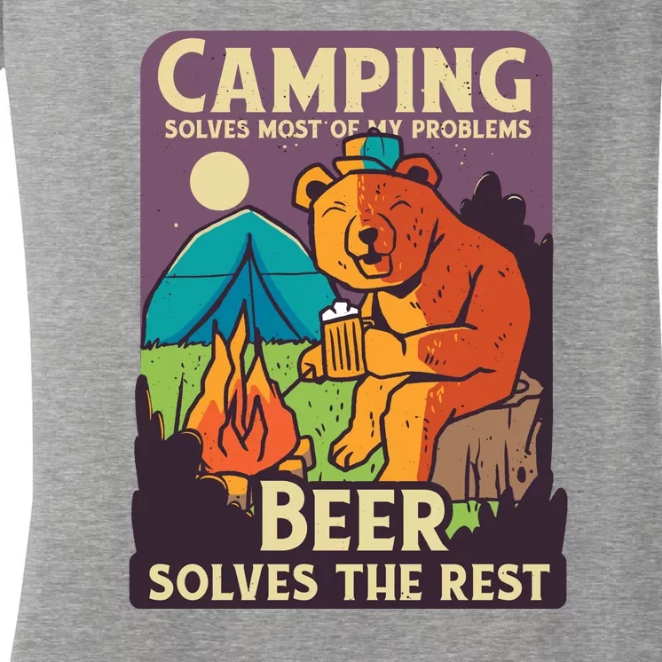 Camping And Beer Funny Women's V-Neck T-Shirt