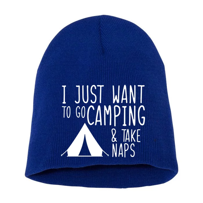 Camping And Napping Short Acrylic Beanie