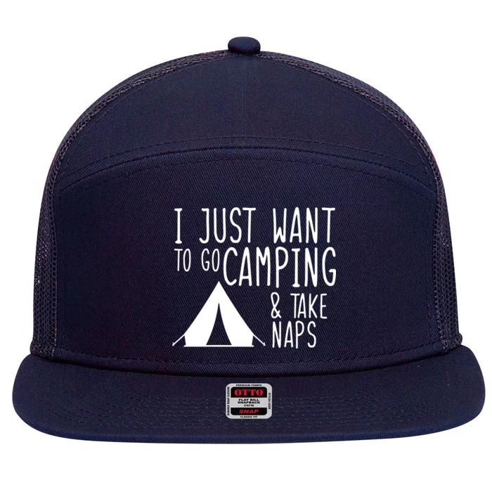 Camping And Napping 7 Panel Mesh Trucker Snapback Hat