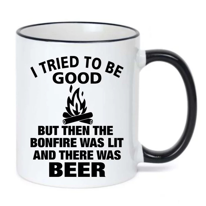 Camping Bonfire And Beer Black Color Changing Mug