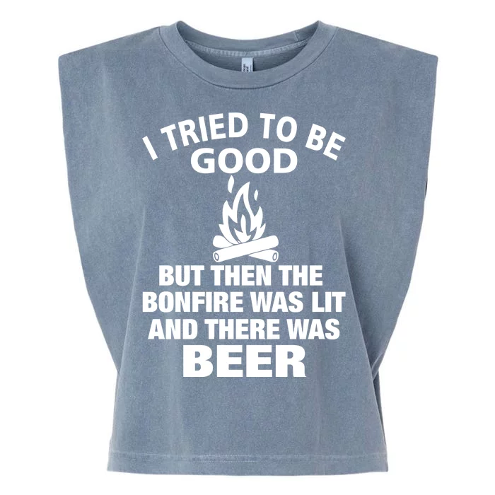 Camping Bonfire And Beer Garment-Dyed Women's Muscle Tee