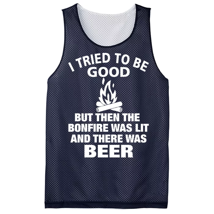 Camping Bonfire And Beer Mesh Reversible Basketball Jersey Tank