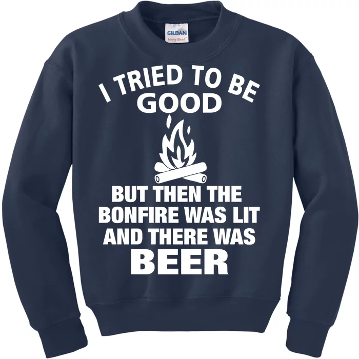 Camping Bonfire And Beer Kids Sweatshirt