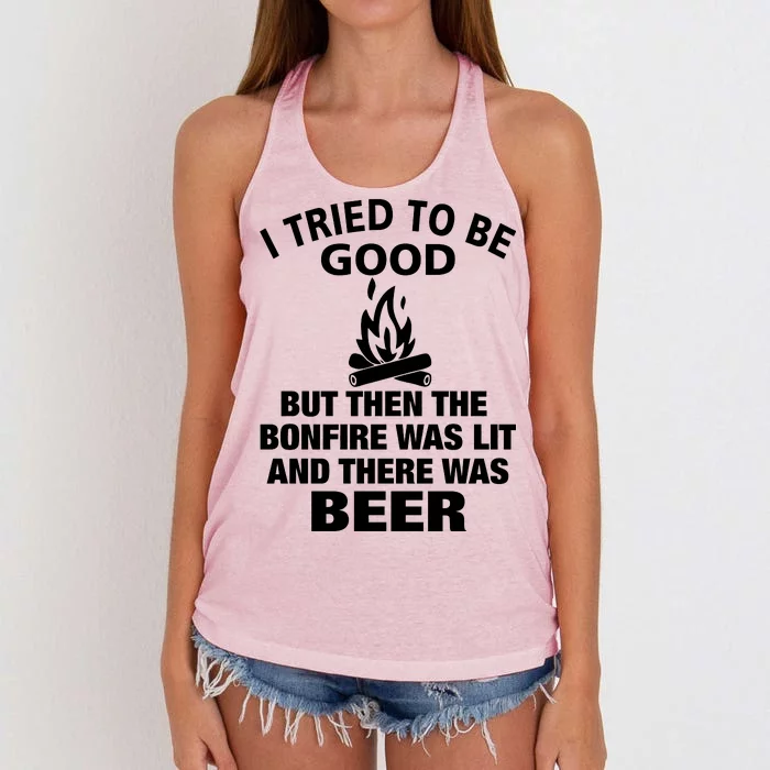 Camping Bonfire And Beer Women's Knotted Racerback Tank