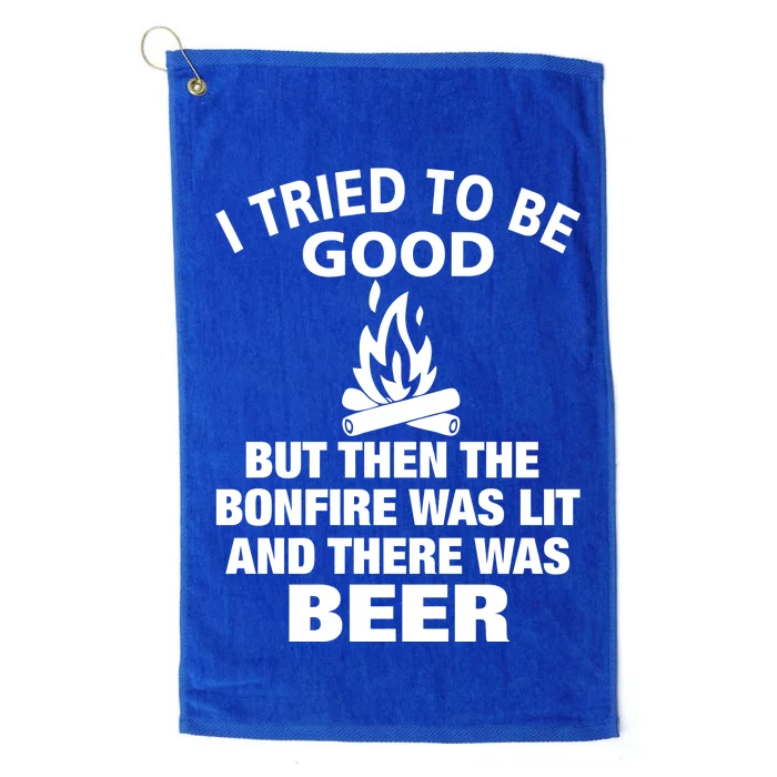 Camping Bonfire And Beer Platinum Collection Golf Towel