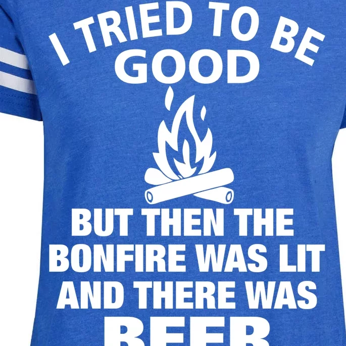 Camping Bonfire And Beer Enza Ladies Jersey Football T-Shirt