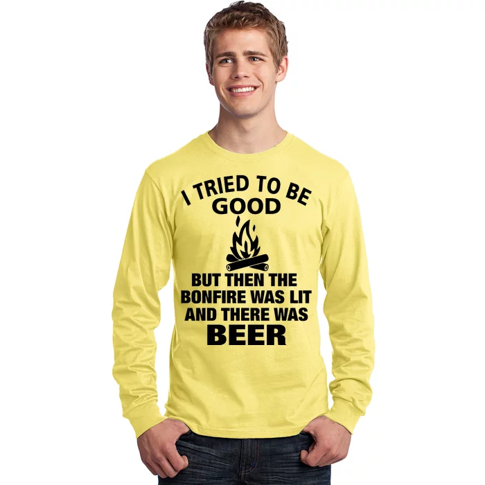 Camping Bonfire And Beer Long Sleeve Shirt