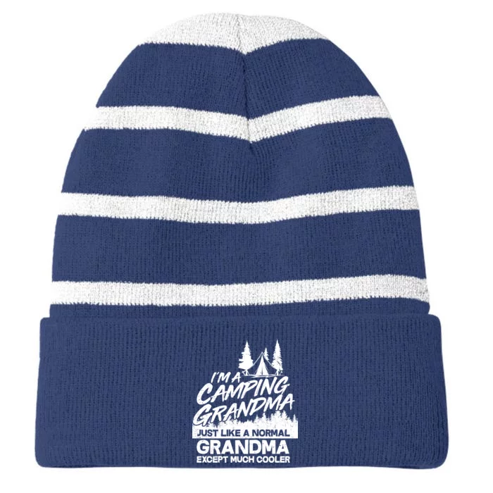 Camping Grandma Striped Beanie with Solid Band