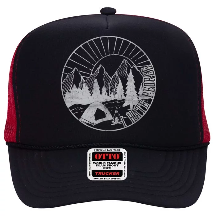 Camping I Hate People High Crown Mesh Trucker Hat