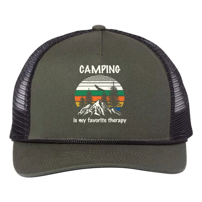 Camping Is My Therapy Retro Rope Trucker Hat Cap