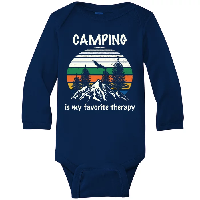 Camping Is My Therapy Baby Long Sleeve Bodysuit