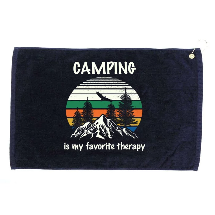 Camping Is My Therapy Grommeted Golf Towel