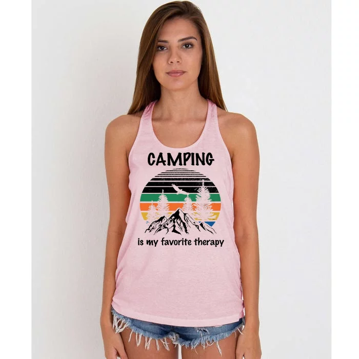 Camping Is My Therapy Women's Knotted Racerback Tank