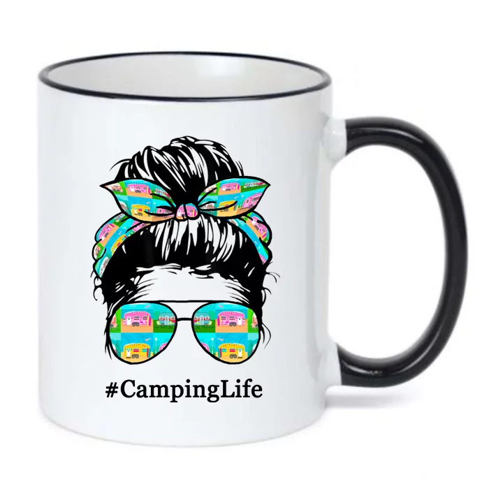 Camping Life Messy Hair Black Color Changing Mug