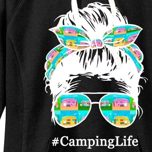 Camping Life Messy Hair Women's Fleece Hoodie