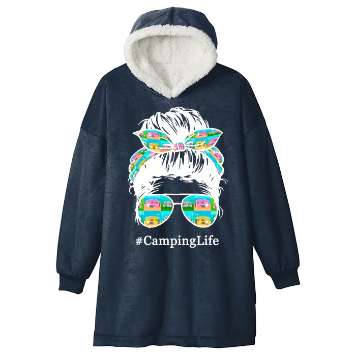 Camping Life Messy Hair Hooded Wearable Blanket