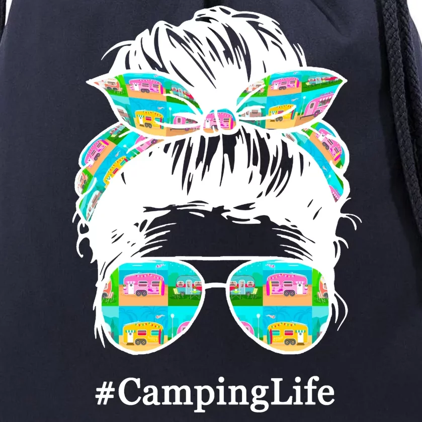 Camping Life Messy Hair Drawstring Bag