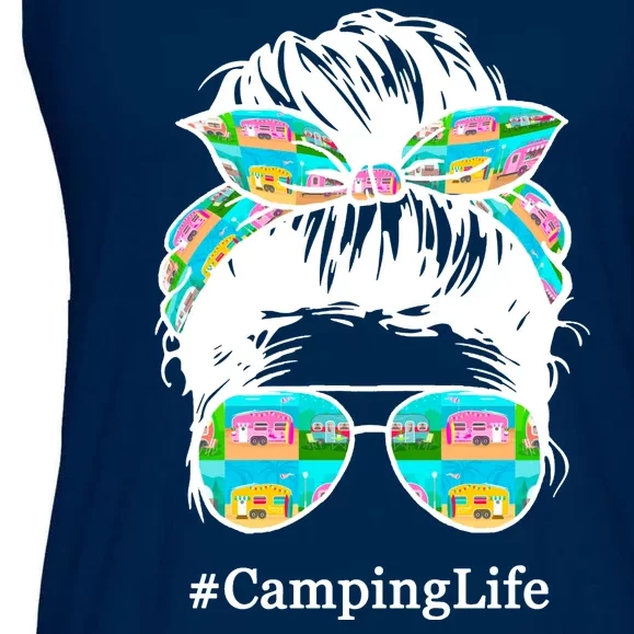 Camping Life Messy Hair Ladies Essential Flowy Tank