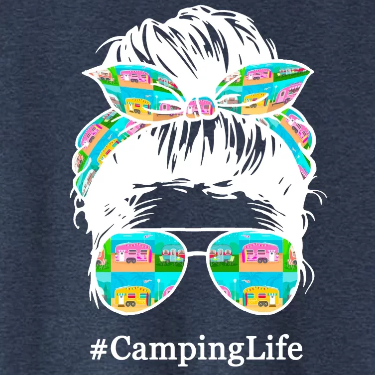 Camping Life Messy Hair Women's Crop Top Tee