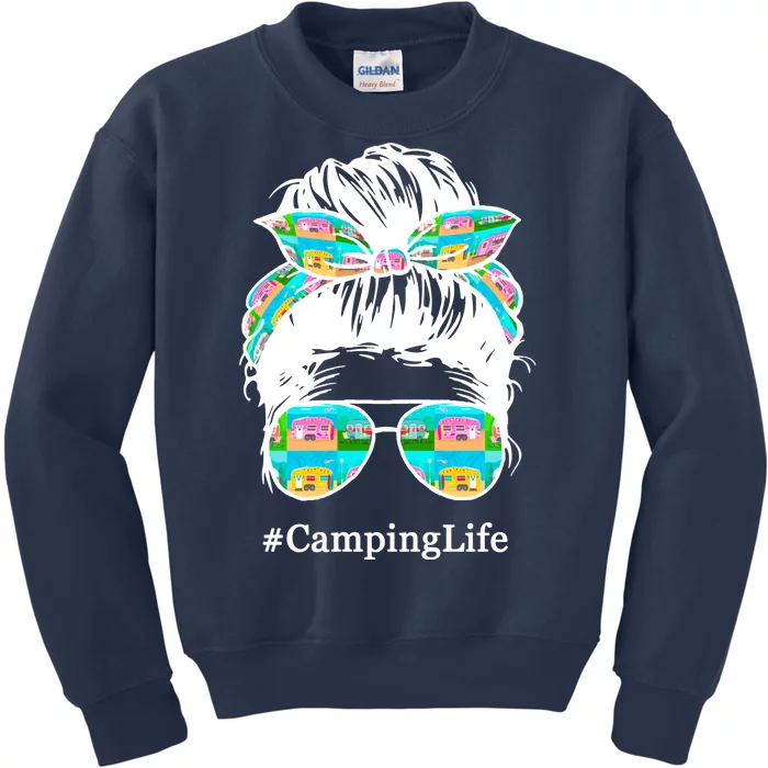 Camping Life Messy Hair Kids Sweatshirt