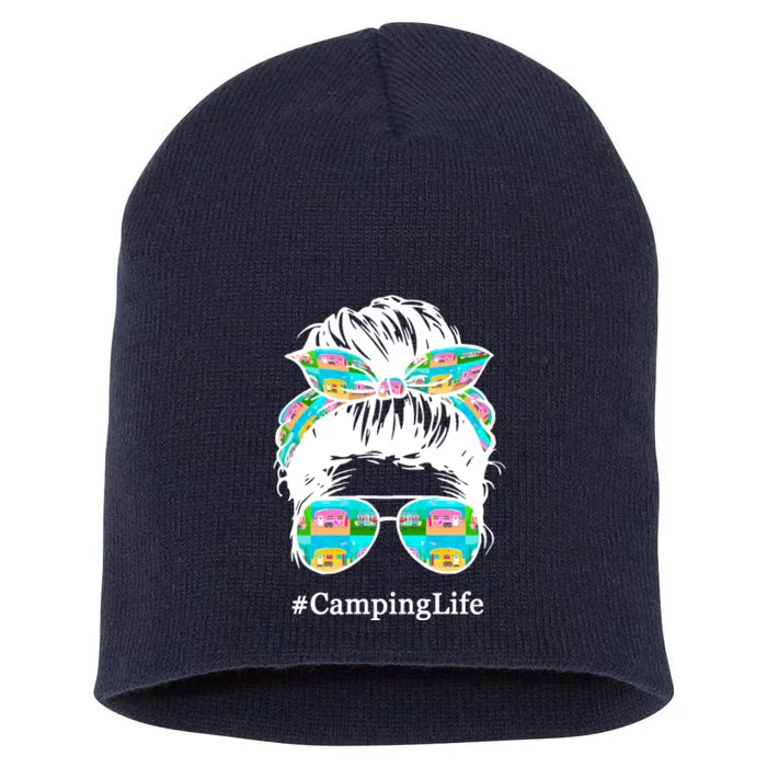 Camping Life Messy Hair Short Acrylic Beanie