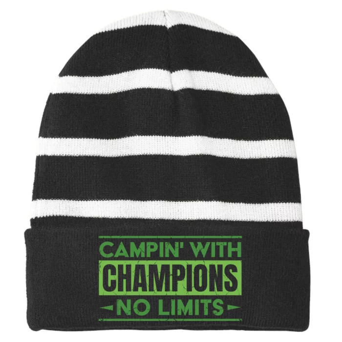 Camping With Champions Striped Beanie with Solid Band