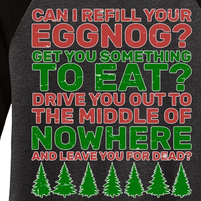 Can I Refill Your Eggnog Funny Christmas Women's Tri-Blend 3/4-Sleeve Raglan Shirt