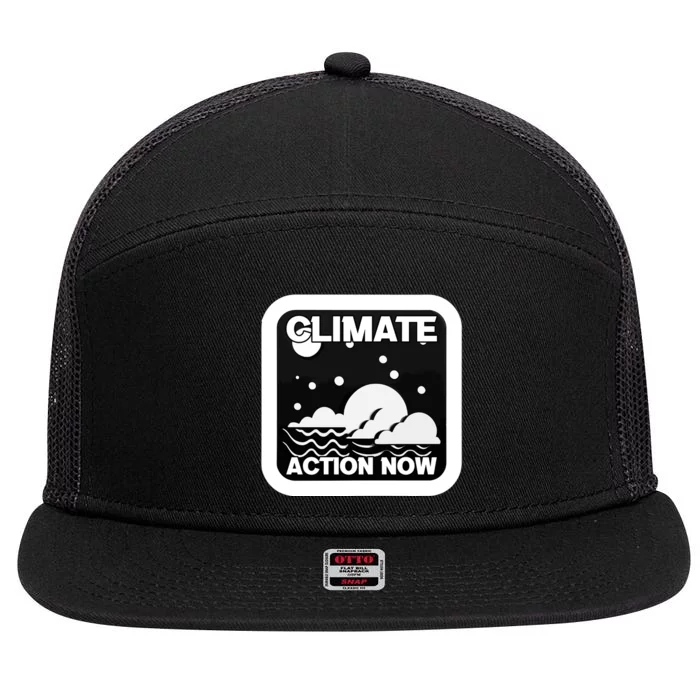 Climate Action Now Graphic 7 Panel Mesh Trucker Snapback Hat