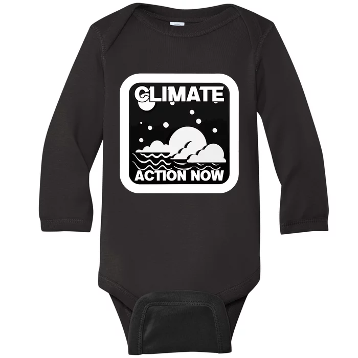 Climate Action Now Graphic Baby Long Sleeve Bodysuit