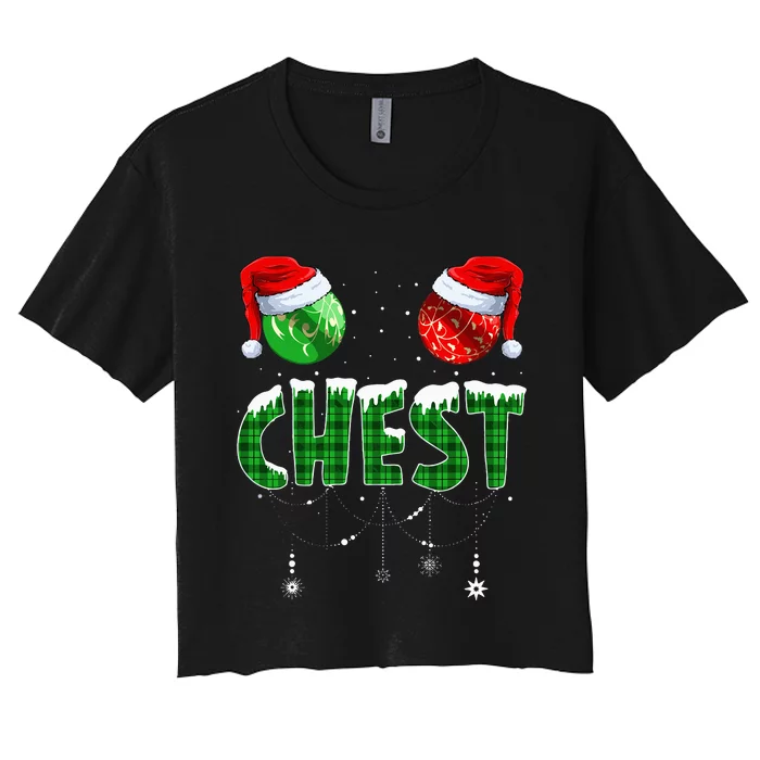 Chest And Nuts Christmas Matching Couple Chestnuts Funny Women's Crop Top Tee