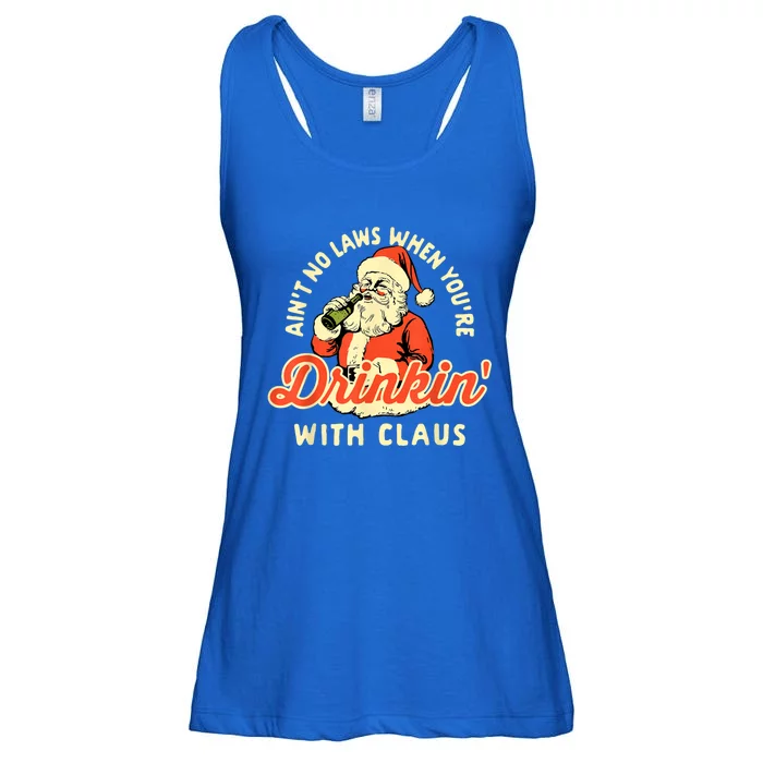 Christmas AinT No Laws When YouRe Drinking With Claus Ladies Essential Flowy Tank