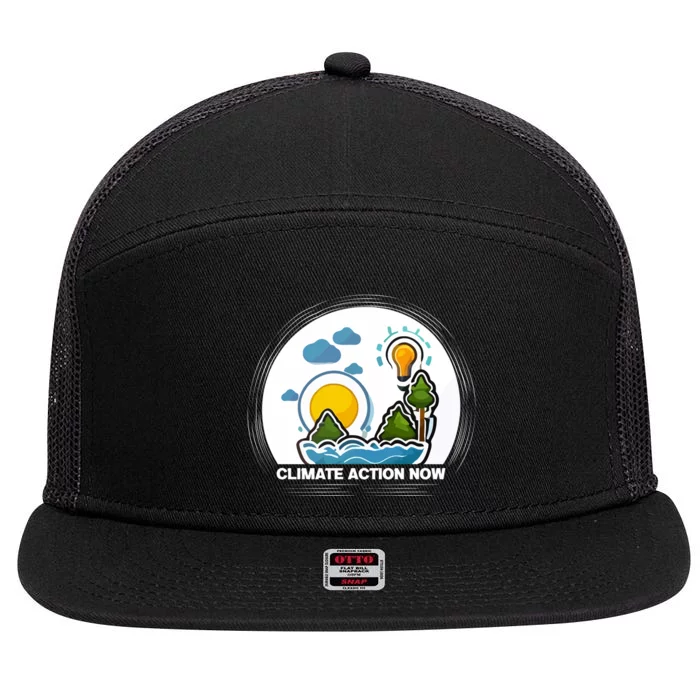 Climate Action Now Graphic 7 Panel Mesh Trucker Snapback Hat