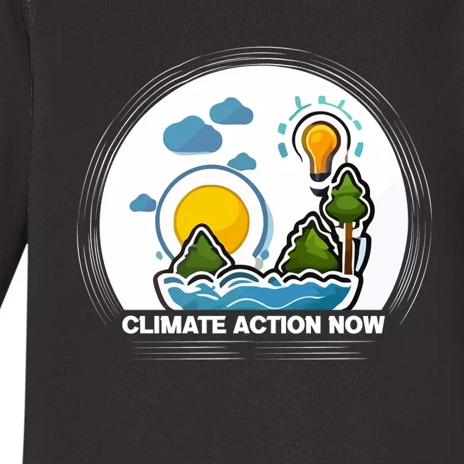 Climate Action Now Graphic Baby Long Sleeve Bodysuit