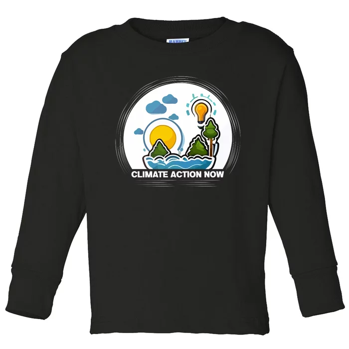 Climate Action Now Graphic Toddler Long Sleeve Shirt