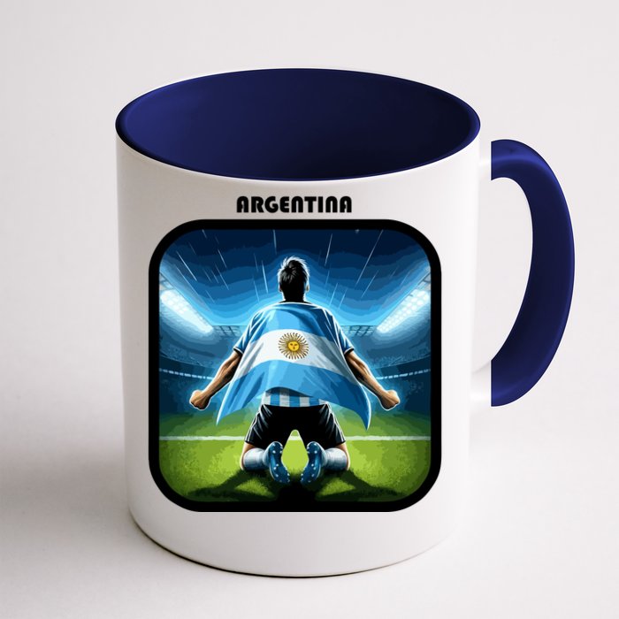 Cool Argentina National Soccer Team With Flag Front & Back Coffee Mug