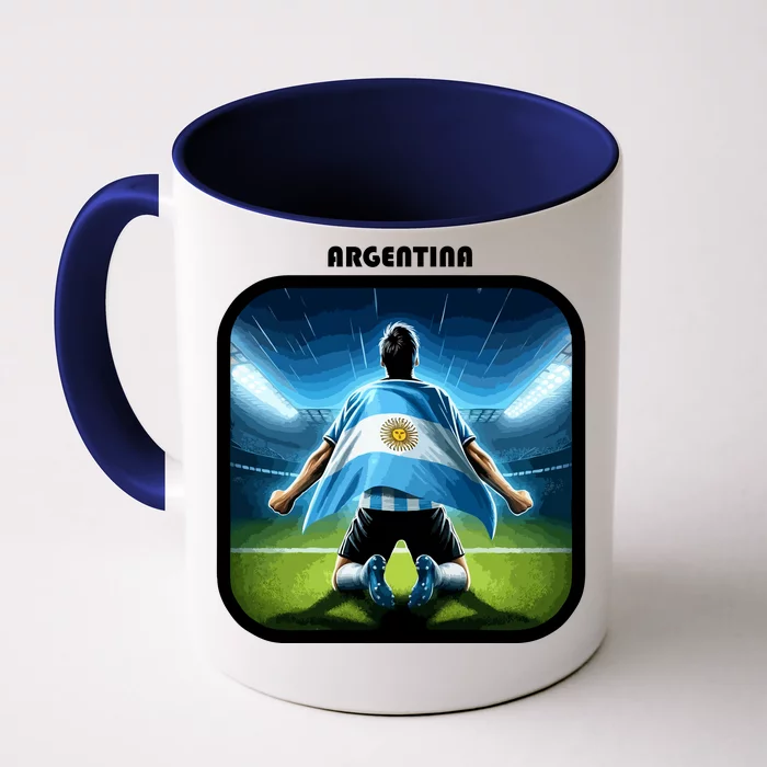 Cool Argentina National Soccer Team With Flag Front & Back Coffee Mug