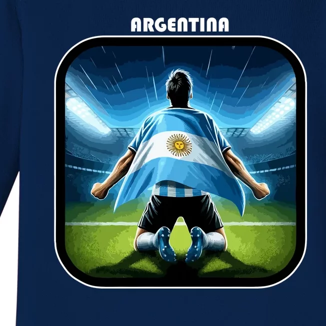 Cool Argentina National Soccer Team With Flag Baby Long Sleeve Bodysuit