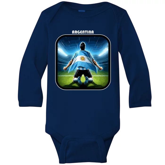 Cool Argentina National Soccer Team With Flag Baby Long Sleeve Bodysuit