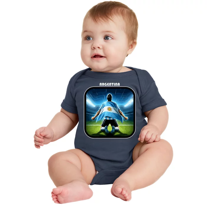 Cool Argentina National Soccer Team With Flag Baby Bodysuit