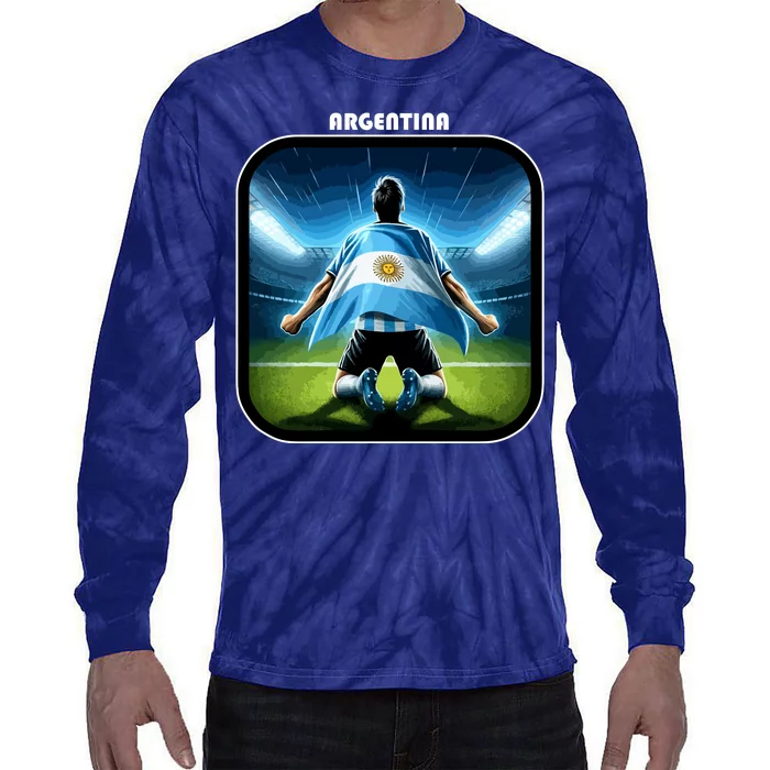 Cool Argentina National Soccer Team With Flag Tie-Dye Long Sleeve Shirt